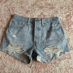 Levi's 501 NWT Light Blue Ripped Jean Shorts
